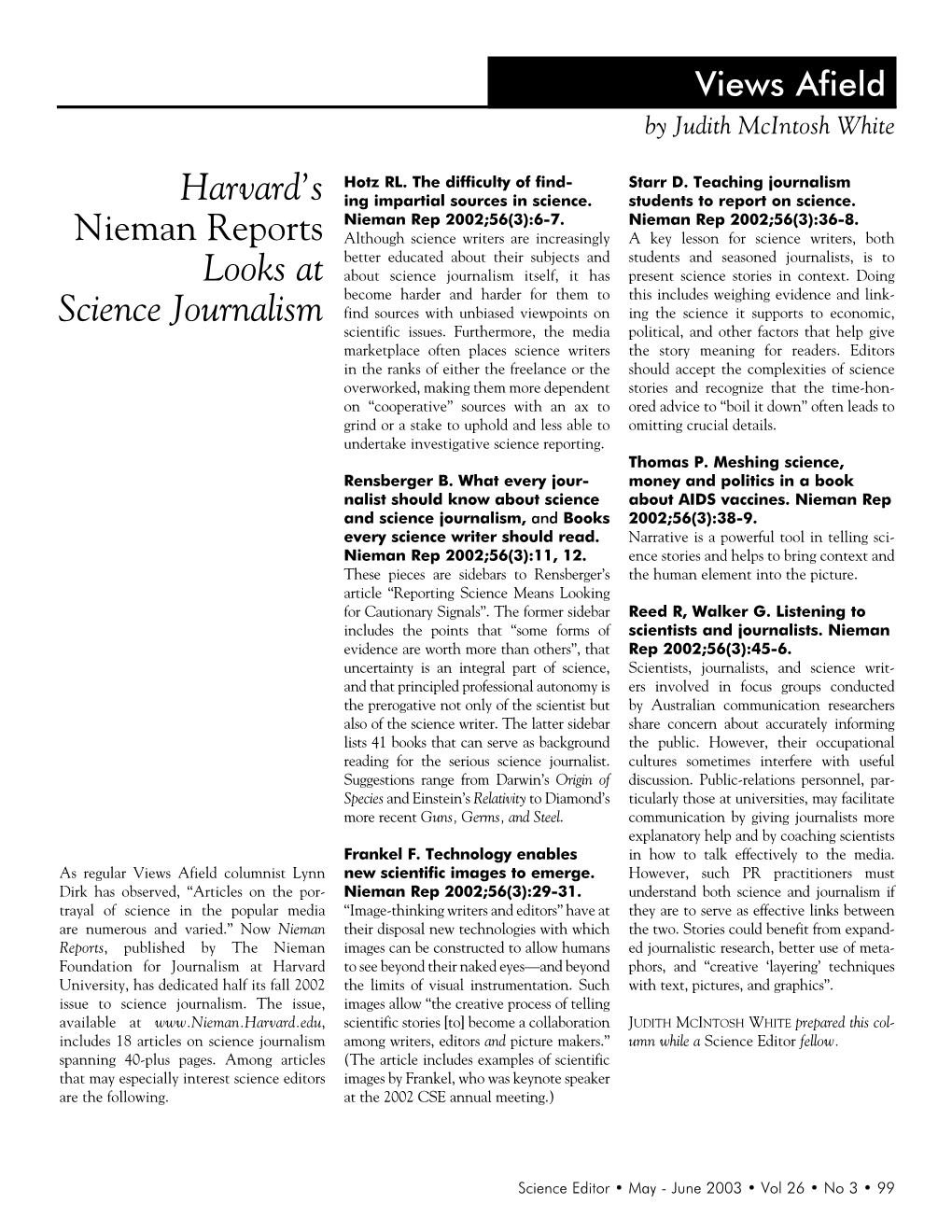 Harvard's Nieman Reports Looks at Science Journalism