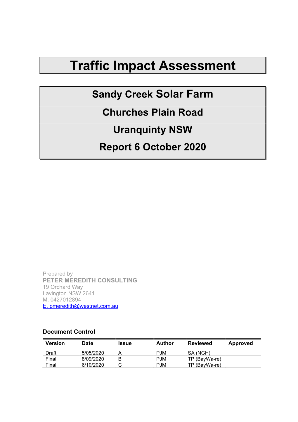 Traffic Impact Assessment