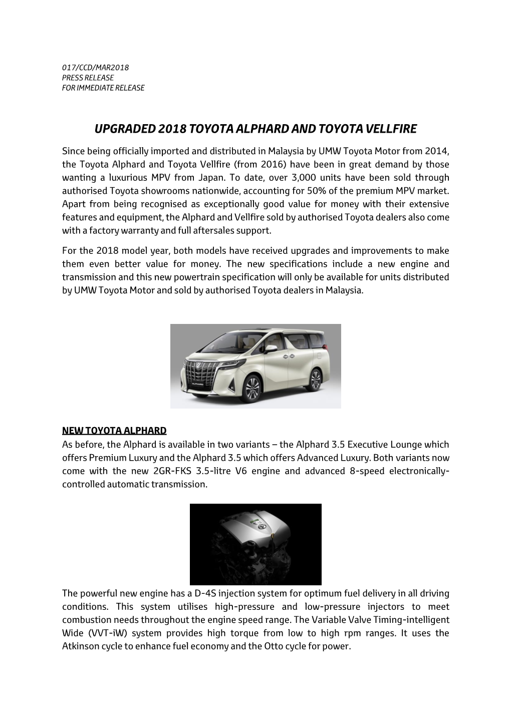 Upgraded 2018 Toyota Alphard and Toyota Vellfire