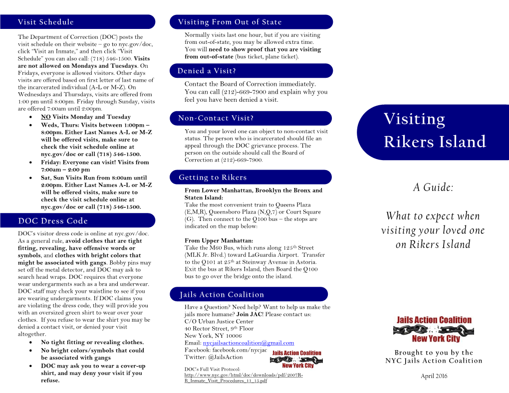 Rikers Island Visitors' Guide