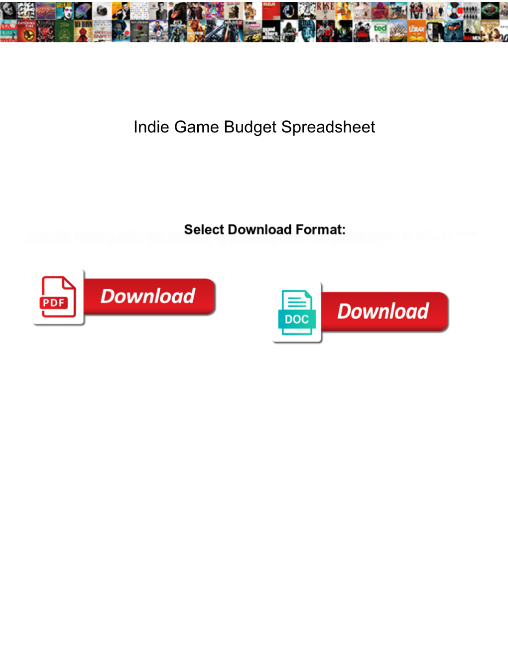 Indie Game Budget Spreadsheet