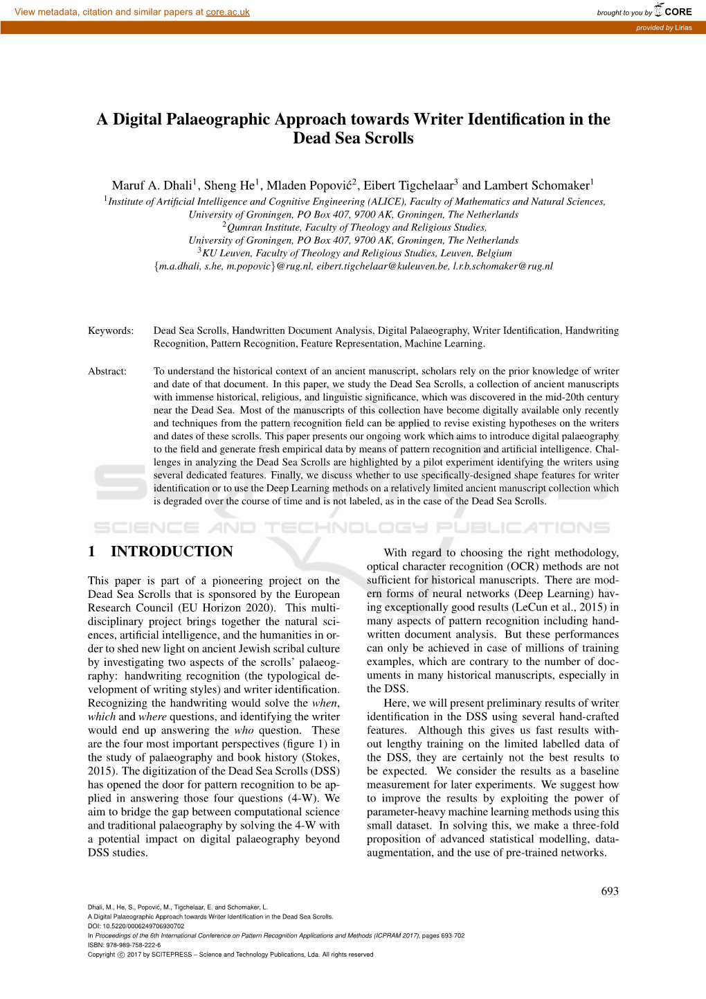 A Digital Palaeographic Approach Towards Writer Identification in the Dead Sea Scrolls