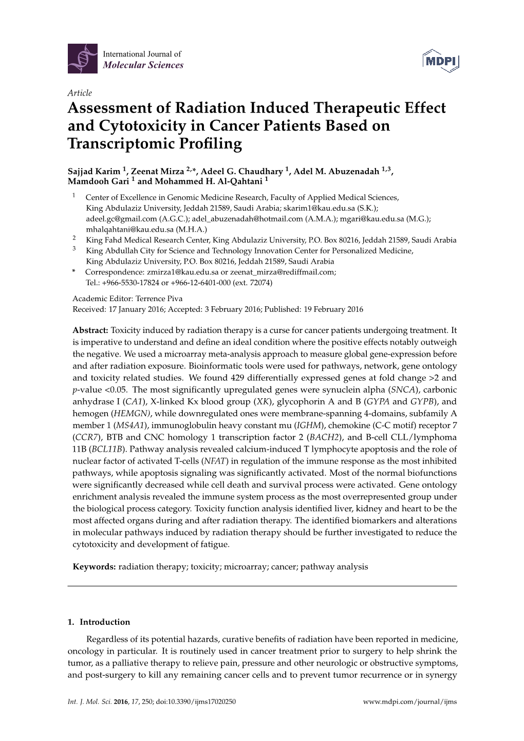 Assessment of Radiation Induced Therapeutic Effect and Cytotoxicity in Cancer Patients Based on Transcriptomic Profiling