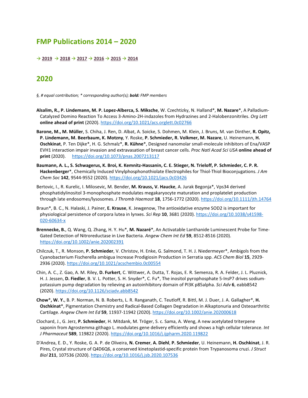 FMP Publications 2014 – 2020 2020