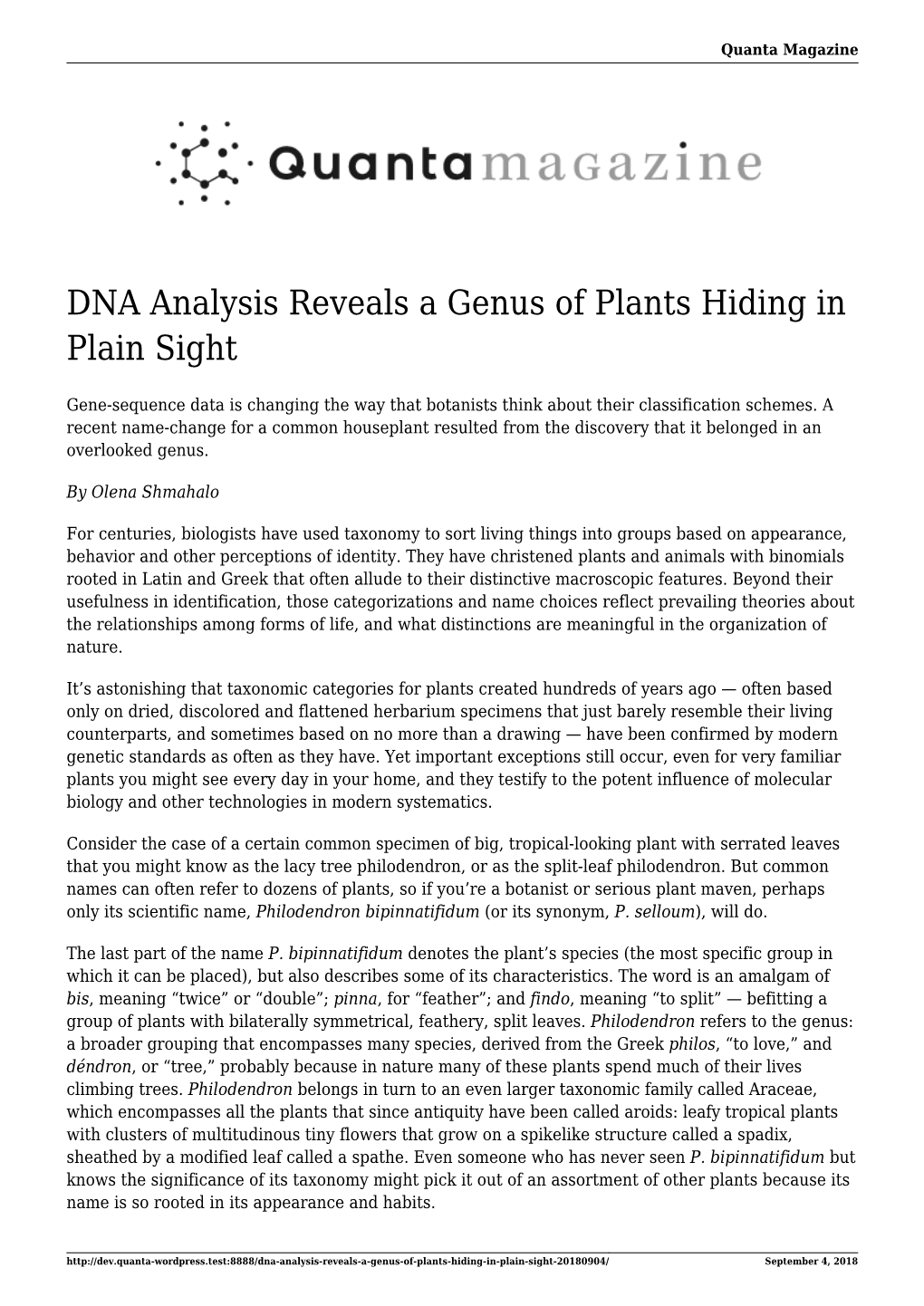 DNA Analysis Reveals a Genus of Plants Hiding in Plain Sight