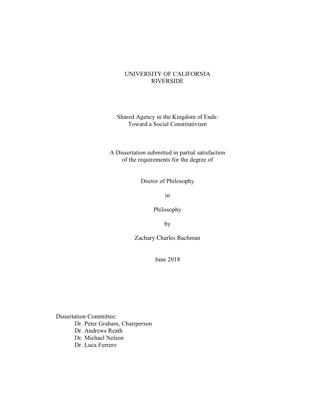 Toward a Social Constitutivism a Dissertation Submitte