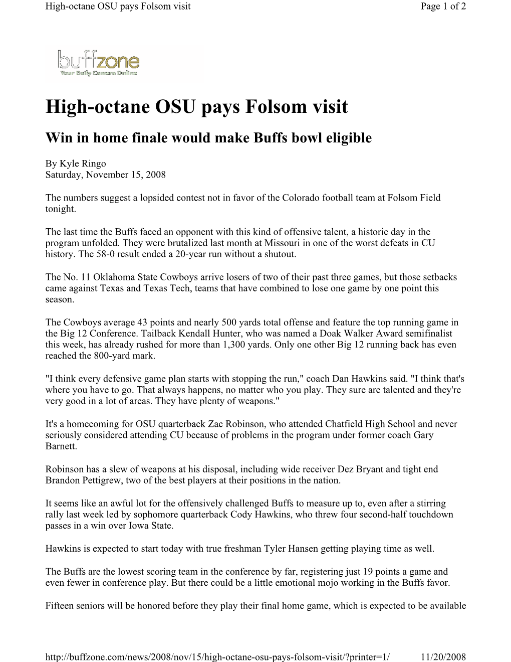 High-Octane OSU Pays Folsom Visit Page 1 of 2