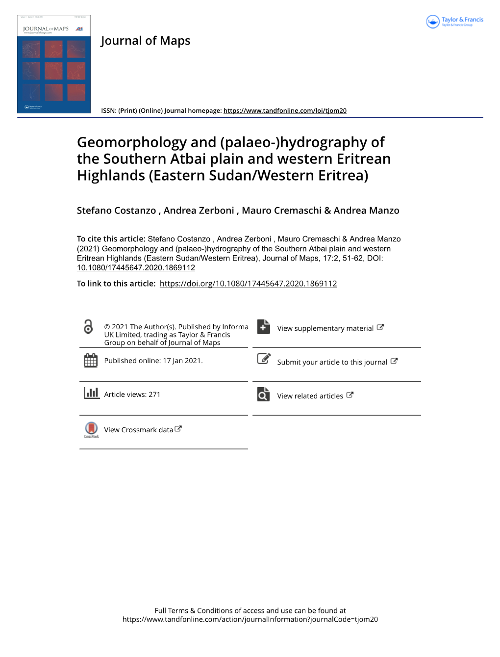 Palaeo-)Hydrography of the Southern Atbai Plain and Western Eritrean Highlands (Eastern Sudan/Western Eritrea)