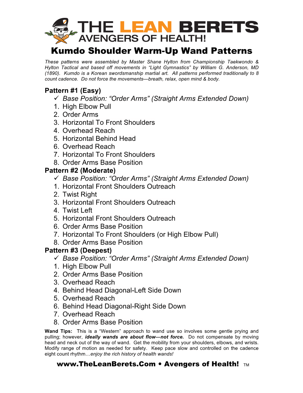 Kumdo Shoulder Warm-Up Wand Patterns