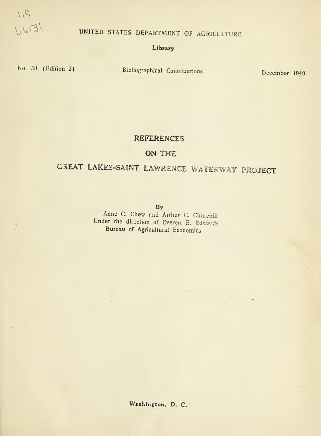 References on the Great Lakes-Saint Lawrence Waterway Project