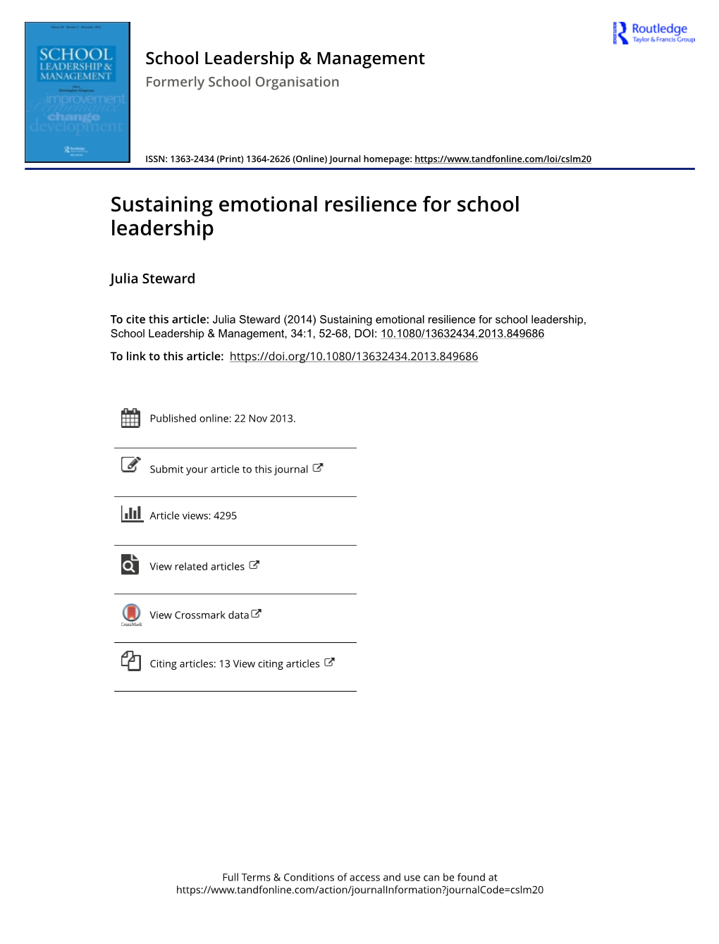 Sustaining Emotional Resilience for School Leadership