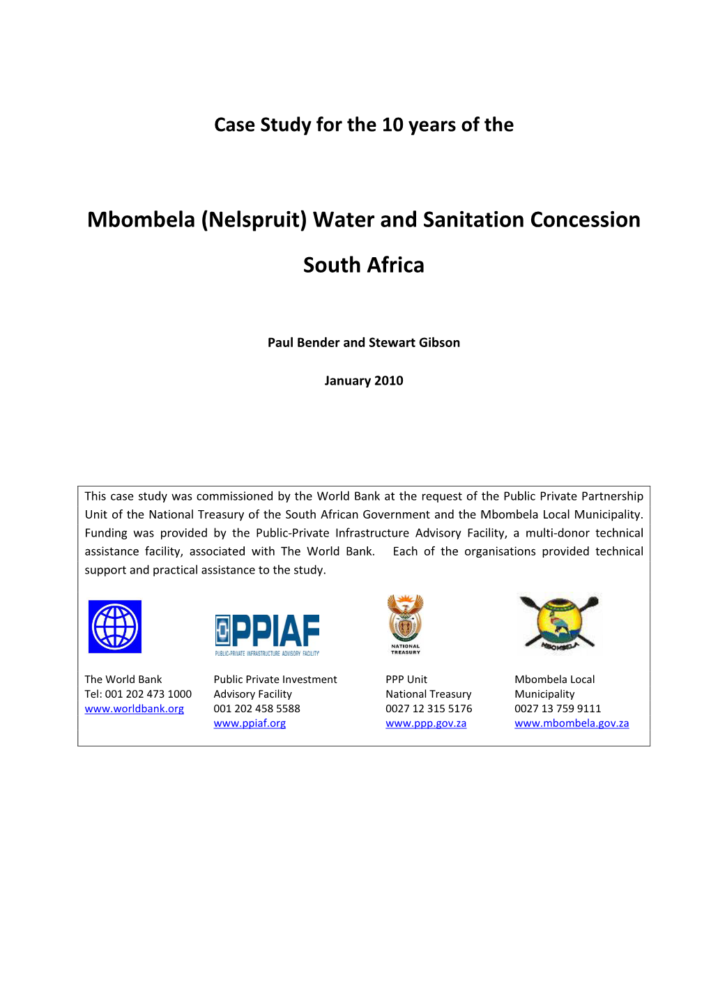 Mbombela (Nelspruit) Water and Sanitation Concession South Africa