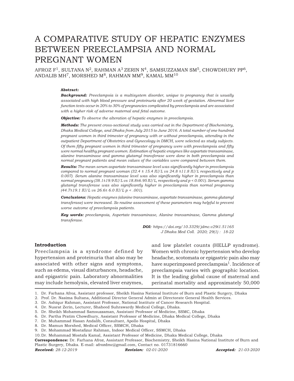 A Comparative Study of Hepatic Enzymes Between