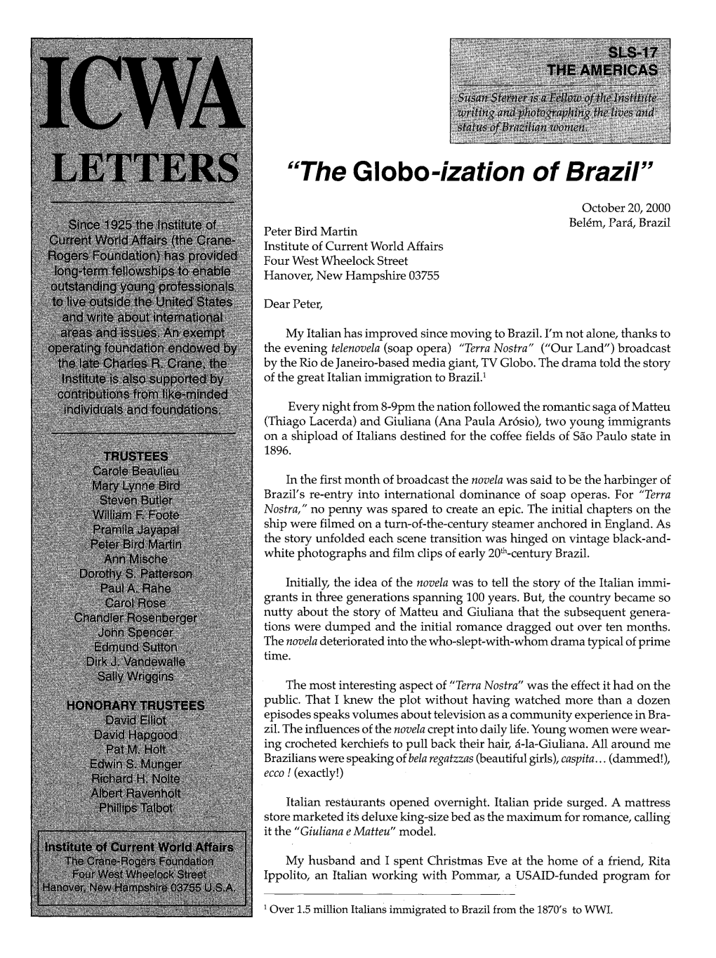 "The Globo-Ization of Brazil"