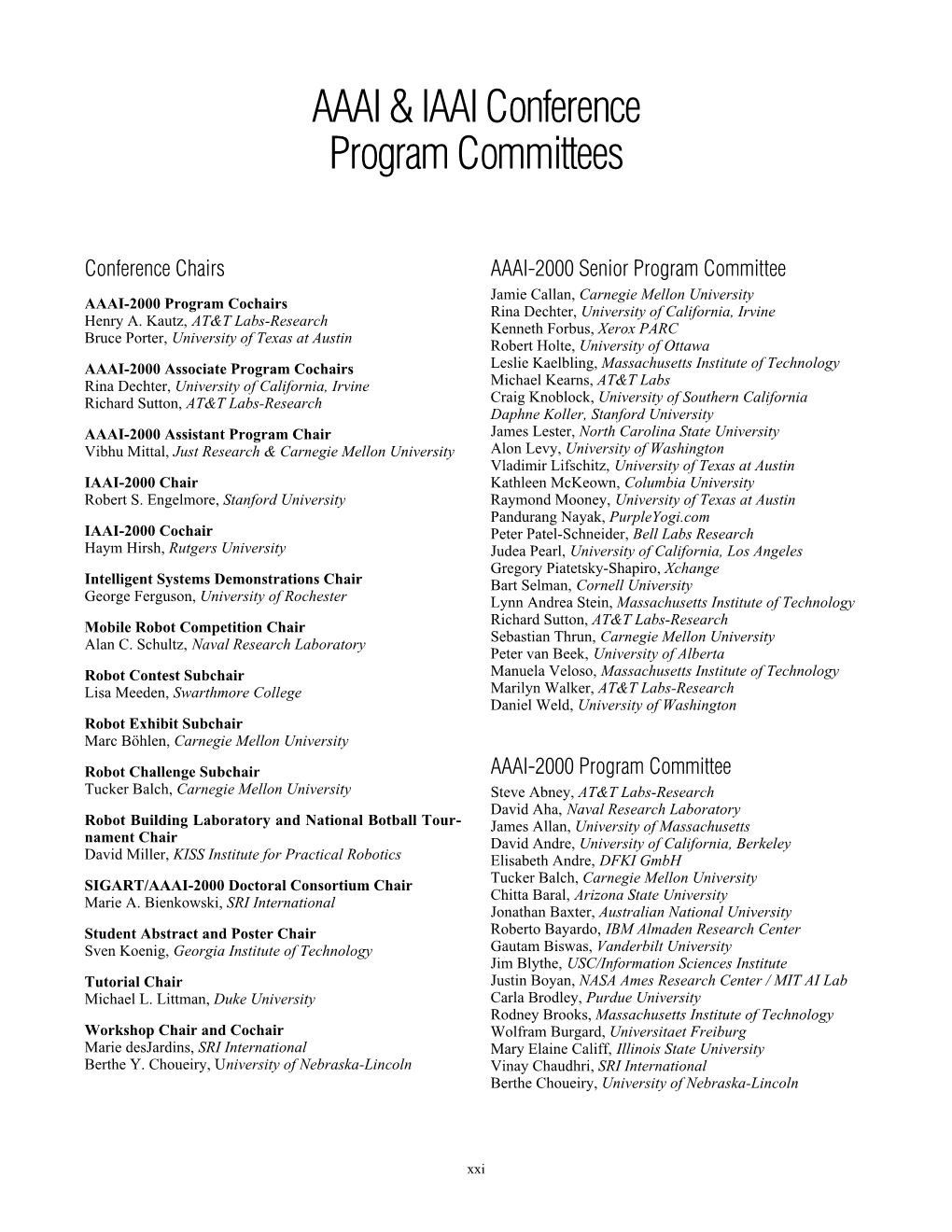 Conference Organizers and Program Committee