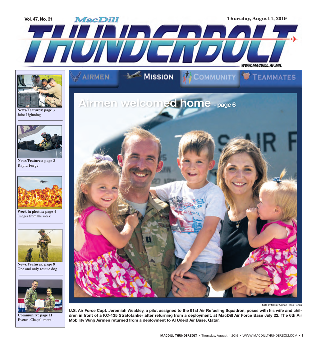 Airmen Welcomed Home - Page 6 News/Features: Page 3 Joint Lightning