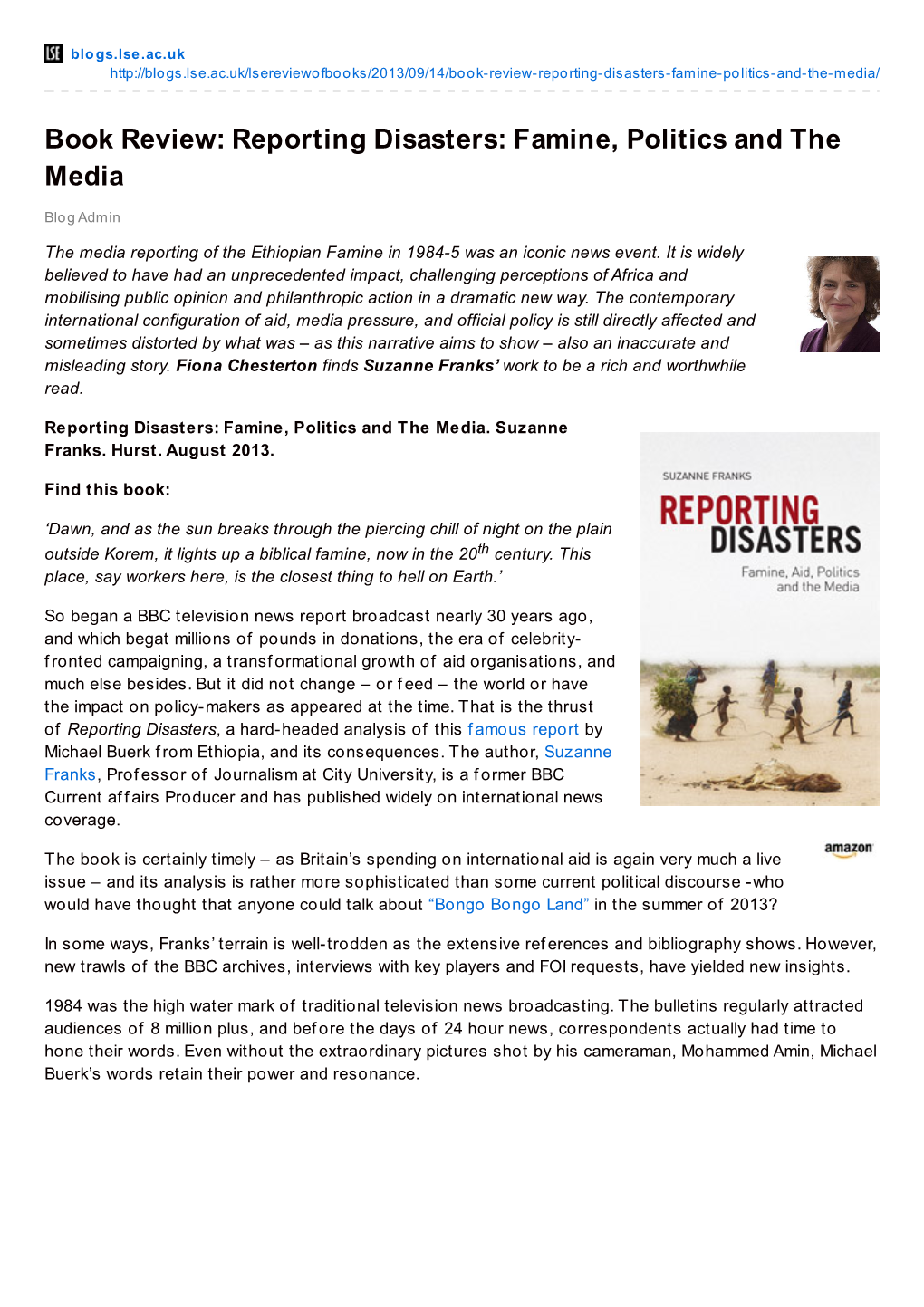 Book Review: Reporting Disasters: Famine, Politics and the Media