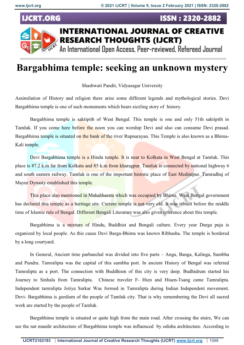 Bargabhima Temple: Seeking an Unknown Mystery