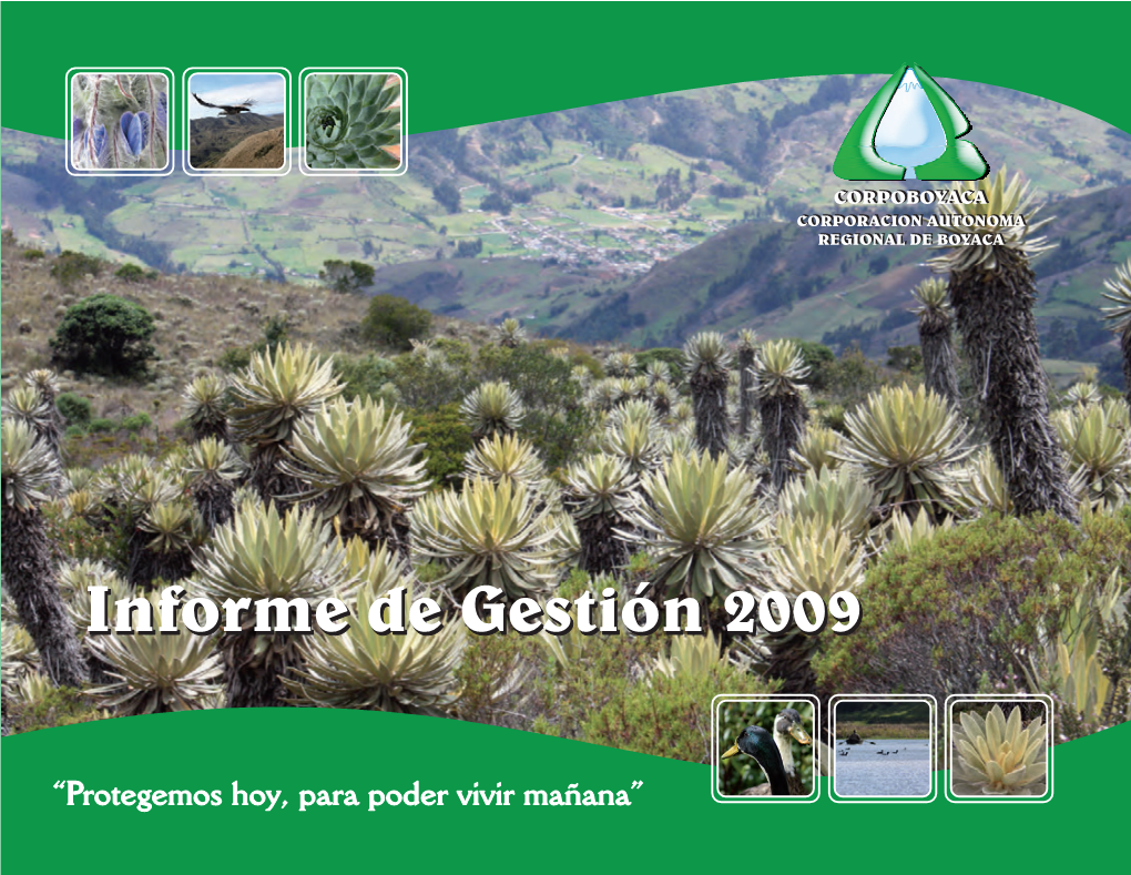 Informe De Gestión 2009 CORPOBOYACACORPOBOYACA Informeinforme Dede Gestióngestión 20092009 Corporación Autónoma Regional De Boyacá Antigua Vía Paipa No