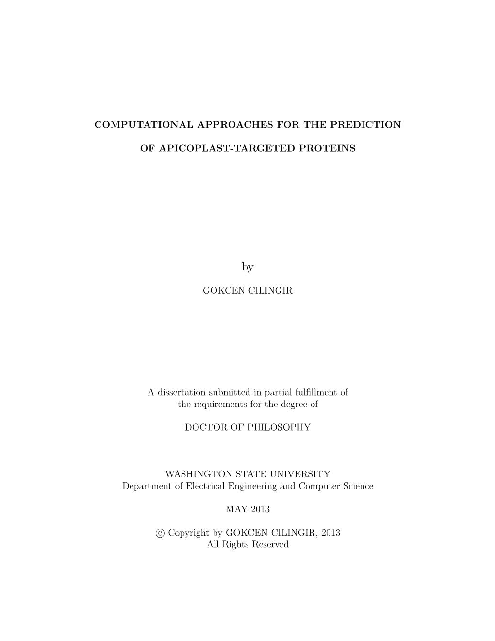 Computational Approaches for the Prediction of Apicoplast-Targeted