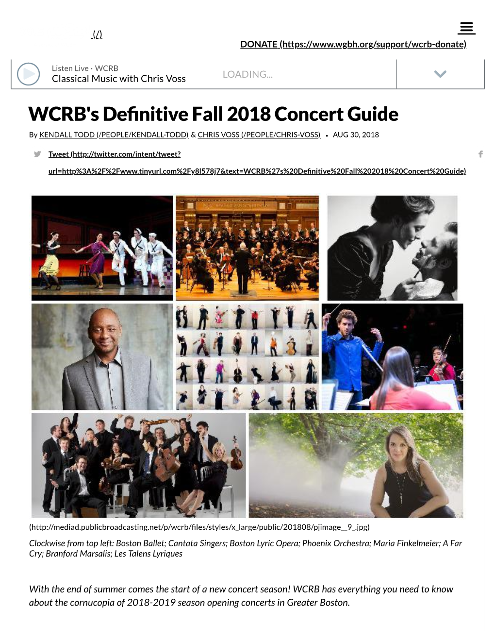 WCRB's De Nitive Fall 2018 Concert Guide
