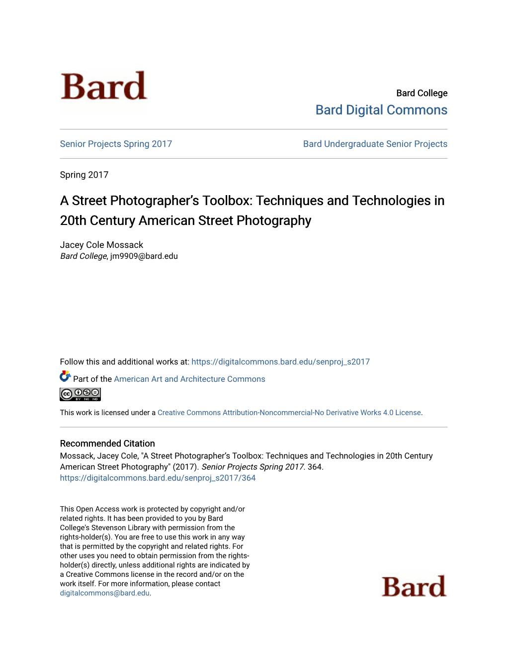 Techniques and Technologies in 20Th Century American Street Photography