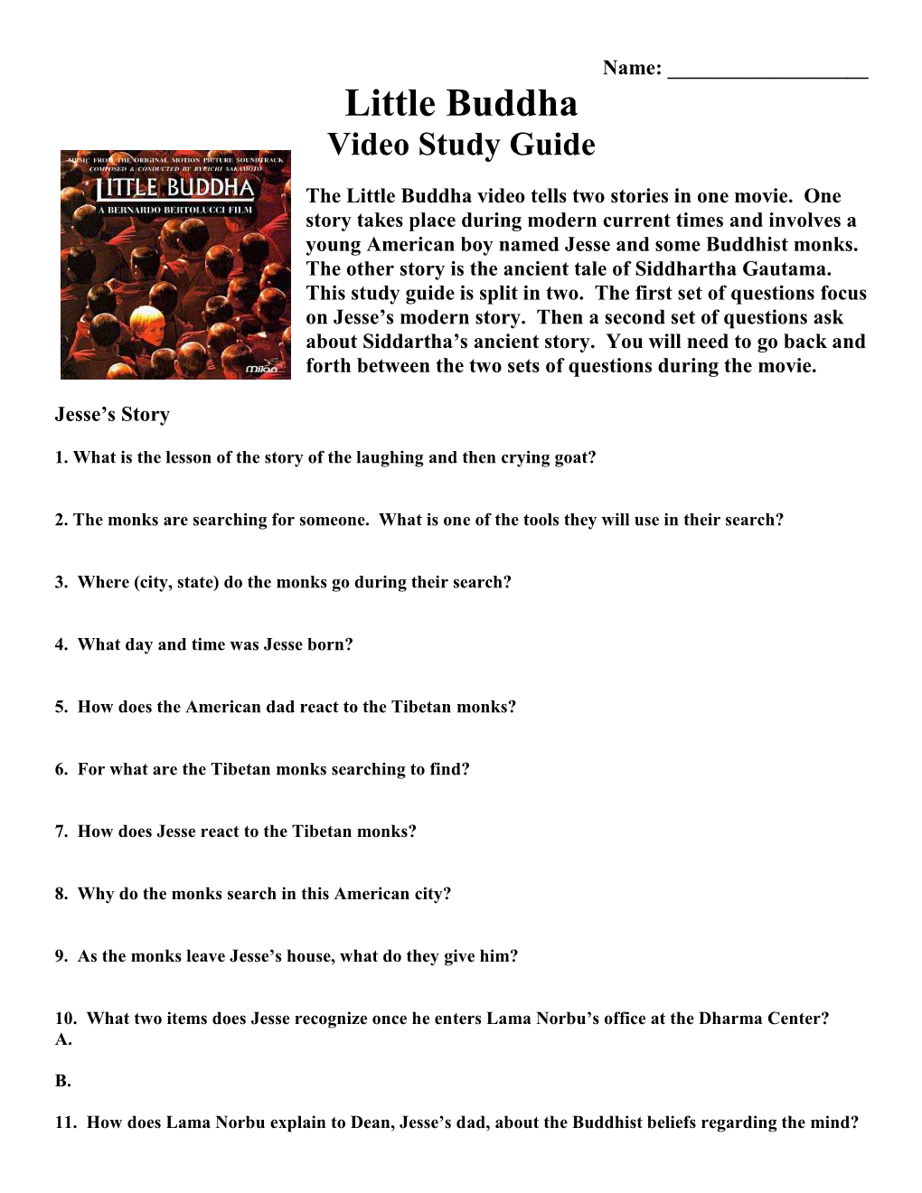 Little Buddha Video Study Guide