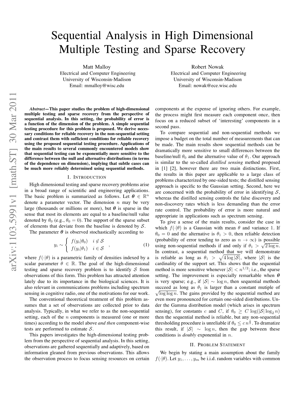Sequential Analysis in High Dimensional Multiple Testing and Sparse Recovery