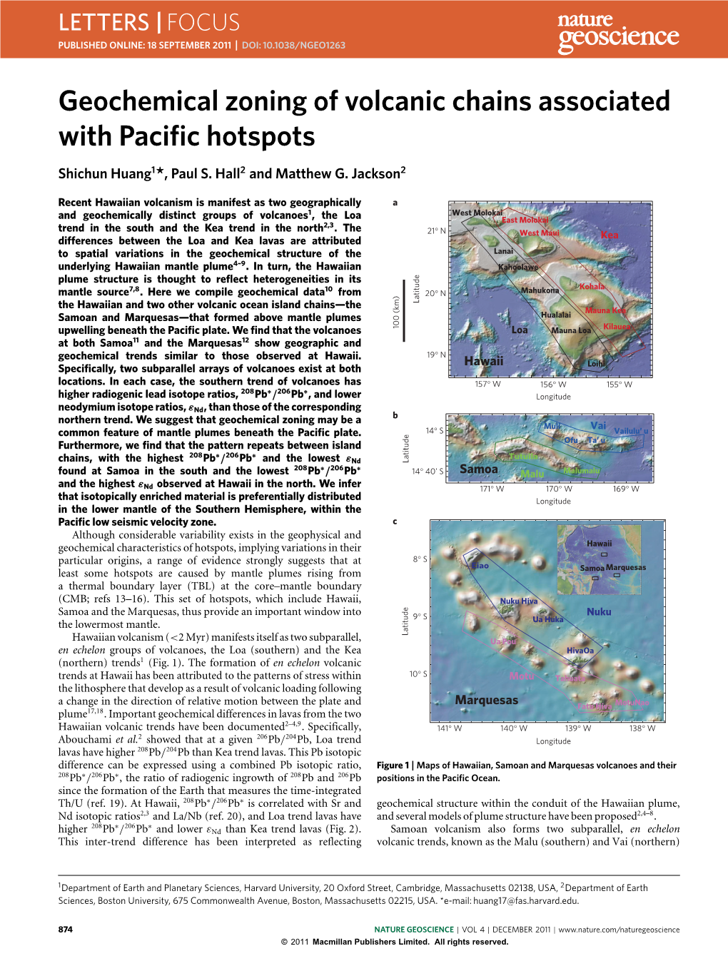 Geochemical Zoning of Volcanic Chains Associated with Pacific