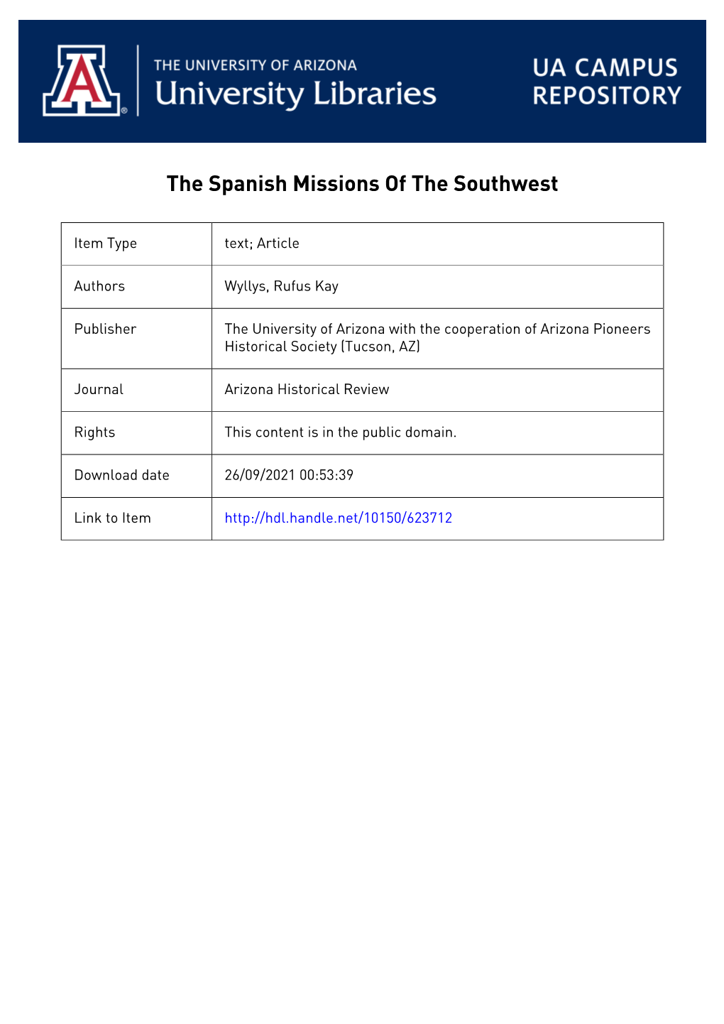 The Spanish Missions of the Southwest