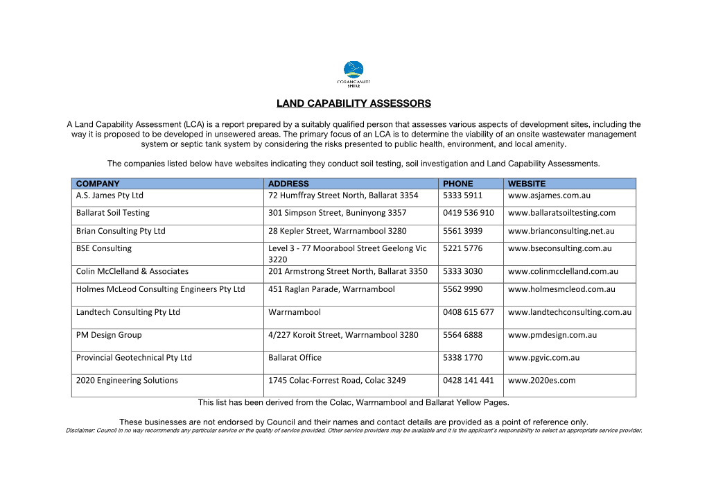 Land Capability Assessors