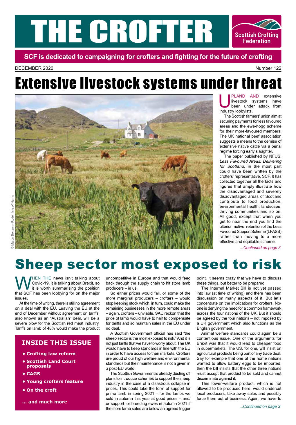 DECEMBER 2020 Number 122 Extensive Livestock Systems Under Threat PLAND and Extensive Livestock Systems Have Ubeen Under Attack from Industry Lobbyists