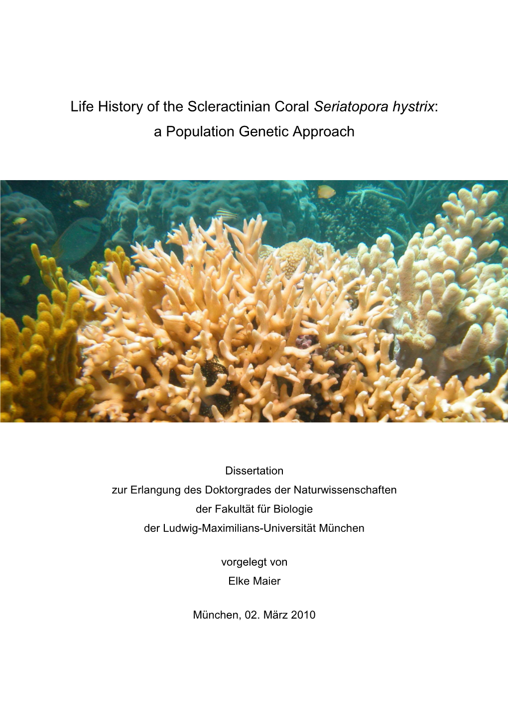 Life History of the Scleractinian Coral Seriatopora Hystrix: a Population Genetic Approach
