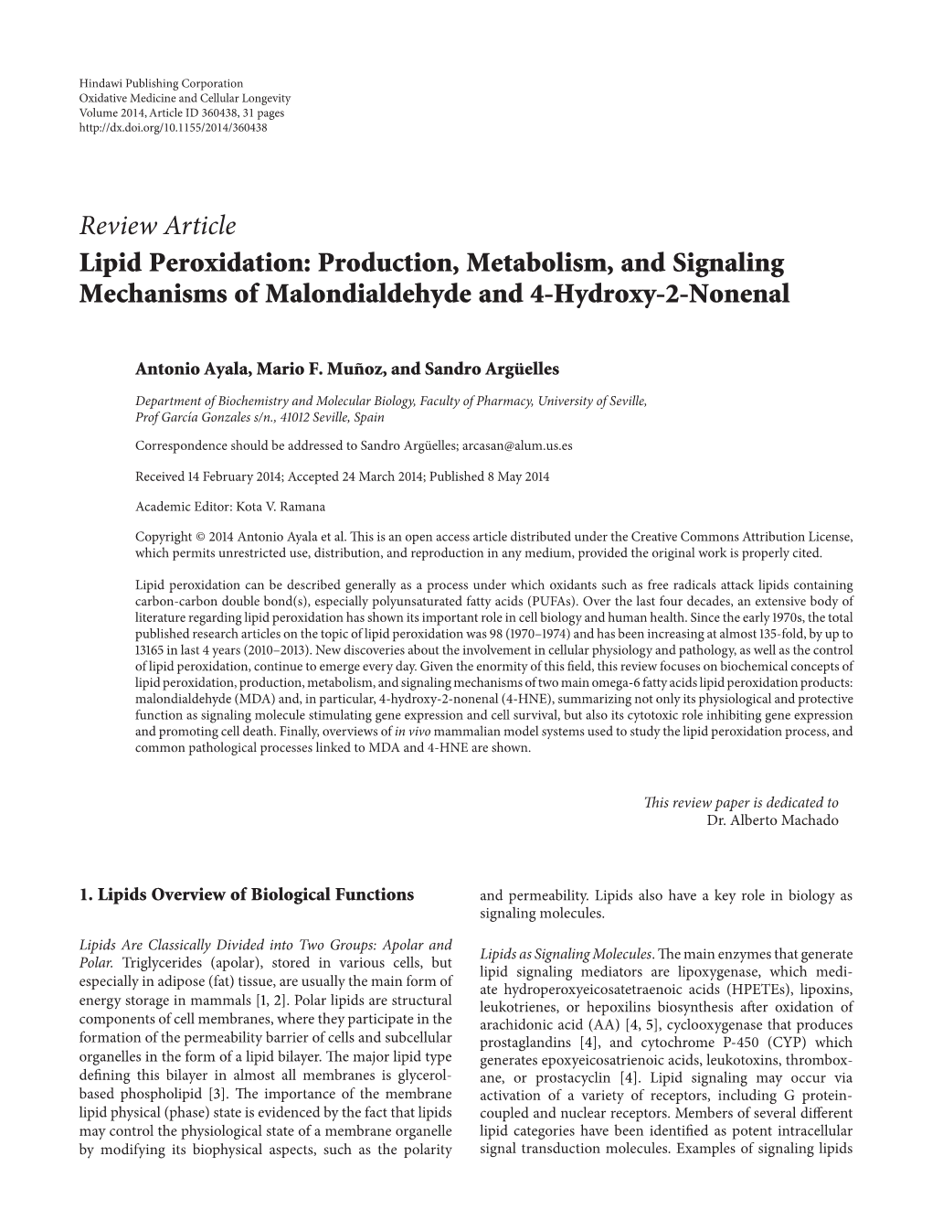Lipid Peroxidation: Production, Metabolism, and Signaling Mechanisms of Malondialdehyde and 4-Hydroxy-2-Nonenal