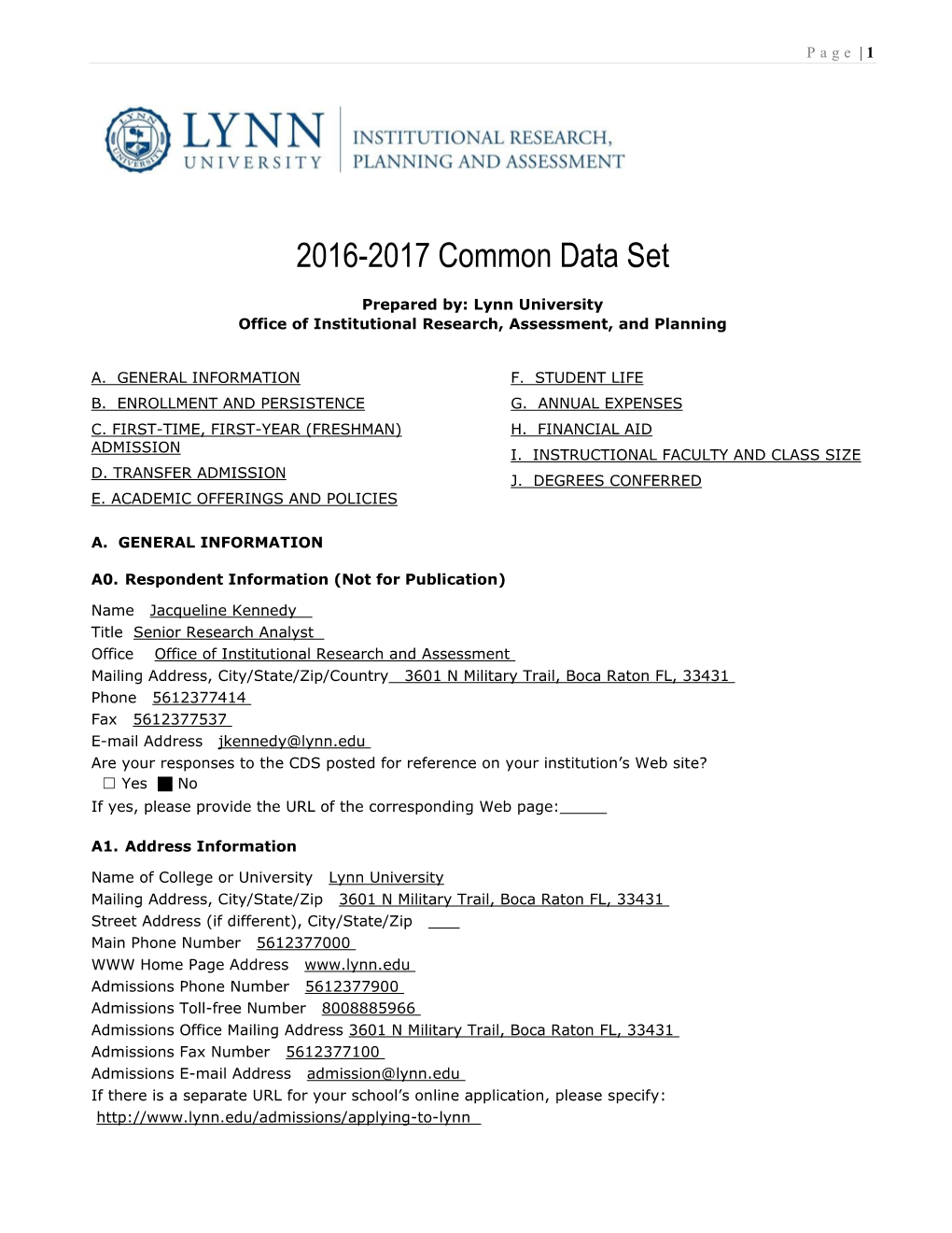 2016-2017 Common Data Set