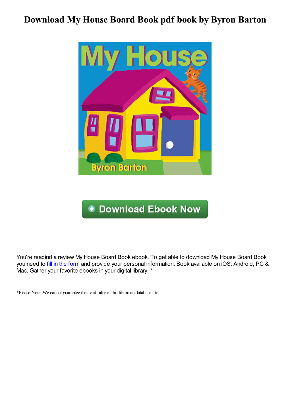 Download My House Board Book Pdf Ebook by Byron Barton