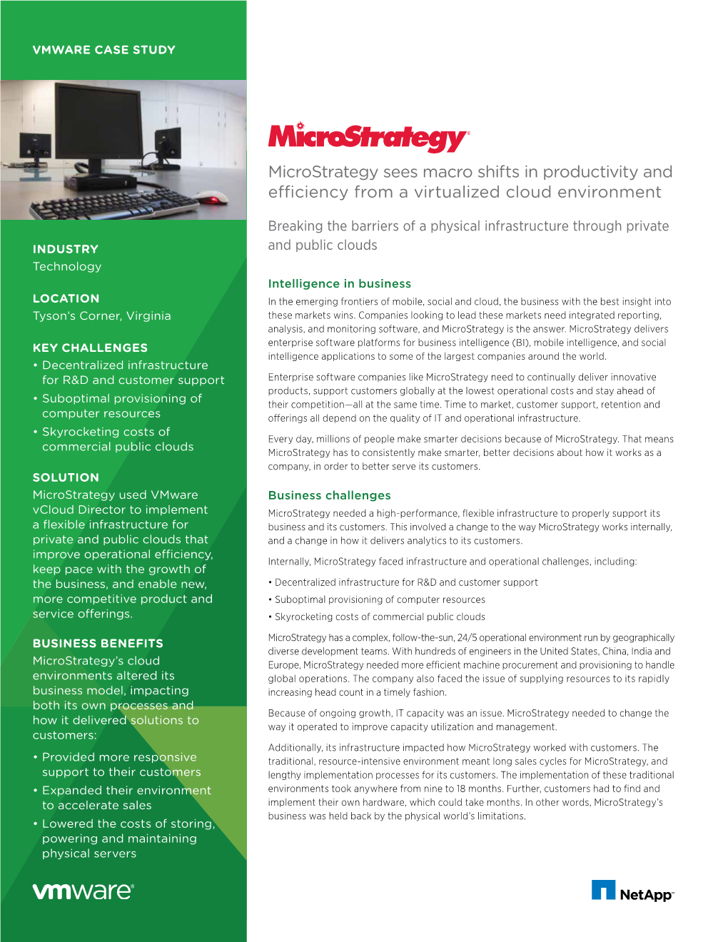 Microstrategy Sees Macro Shifts in Productivity and Efficiency from a Virtualized Cloud Environment
