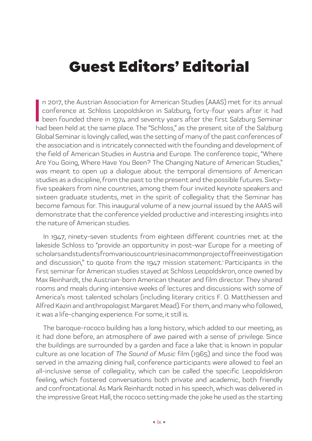 Guest Editors' Editorial