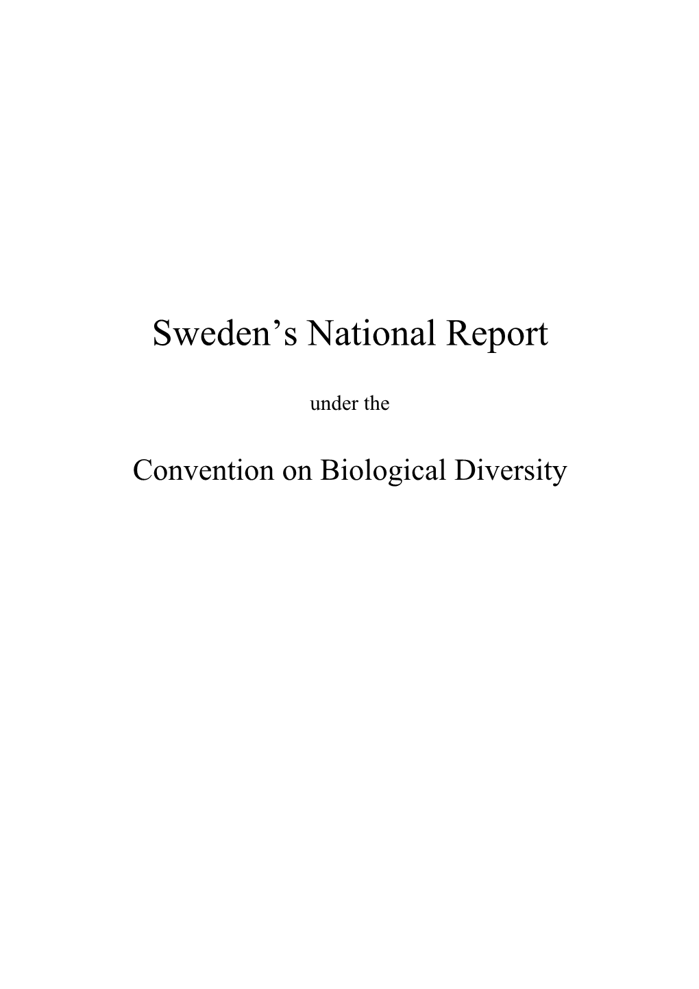Sweden’S National Report
