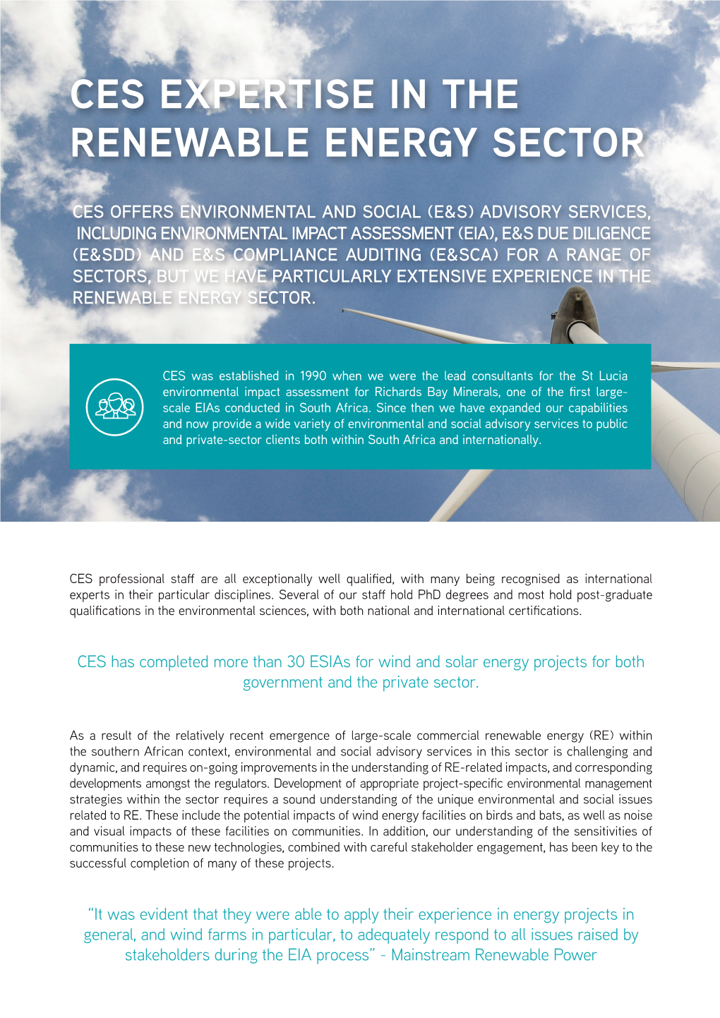 Expertise in Renewable Energy Sector