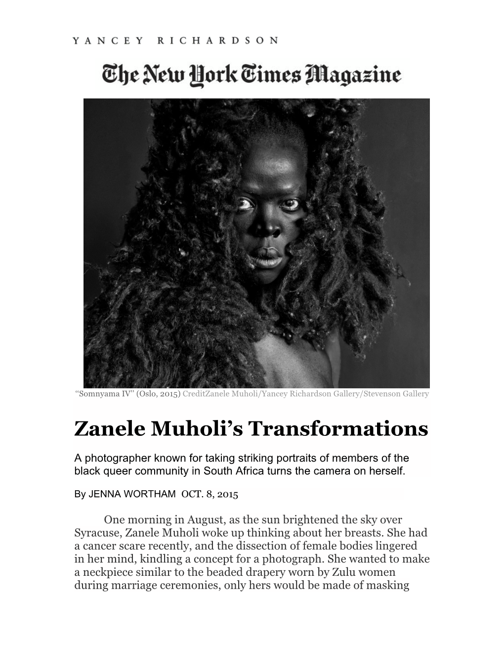 Zanele Muholi's Transformations