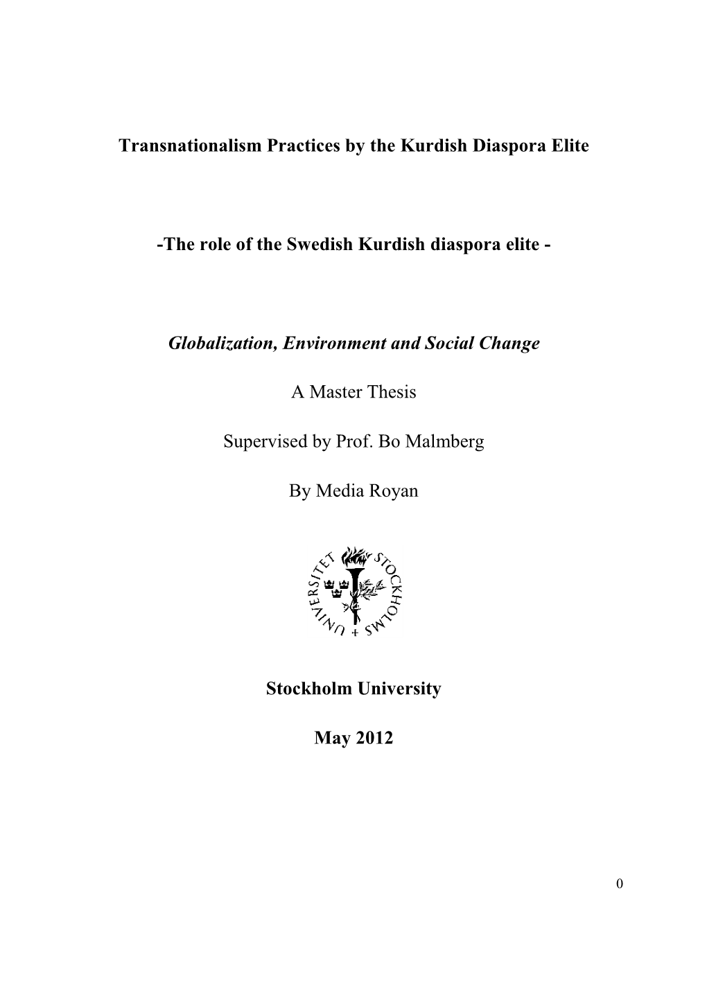 Transnationalism Practices by the Kurdish Diaspora Elite