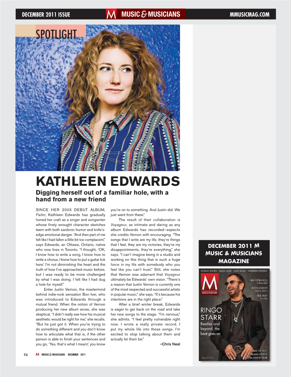 KATHLEEN EDWARDS M CONNECTS US Digging Herself out of a Familiar Hole, with a Hand from a New Friend