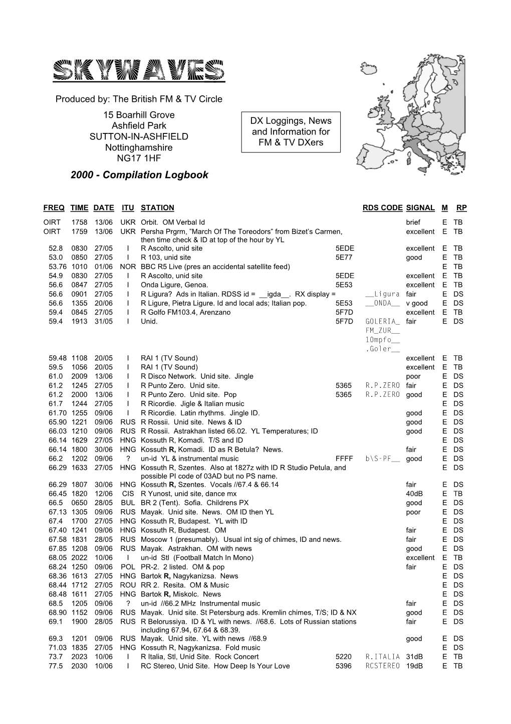 2000 Compilation Logbook