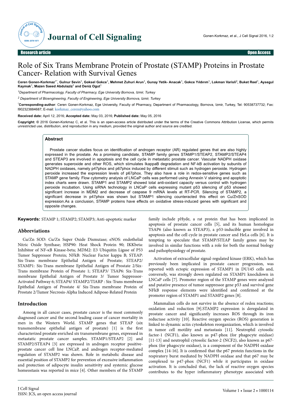 (STAMP) Proteins in Prostate Cancer