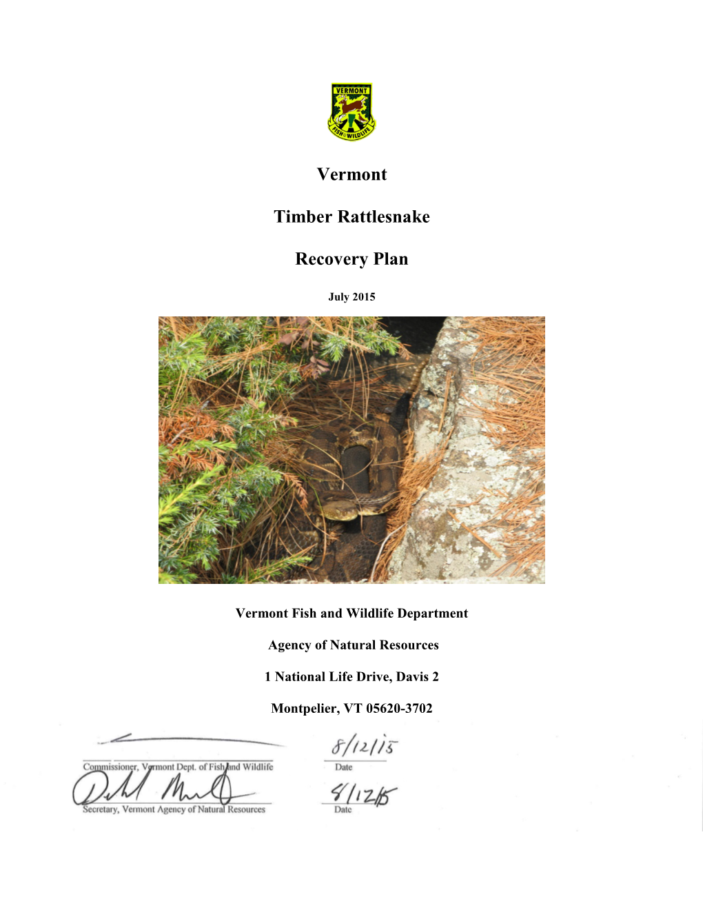 Timber Rattlesnake Recovery Plan