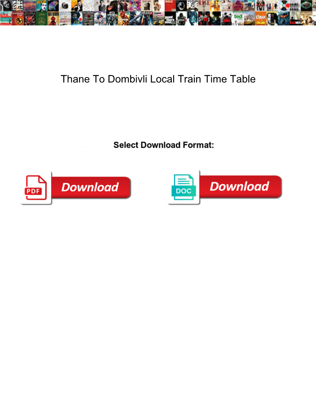 Thane to Dombivli Local Train Time Table