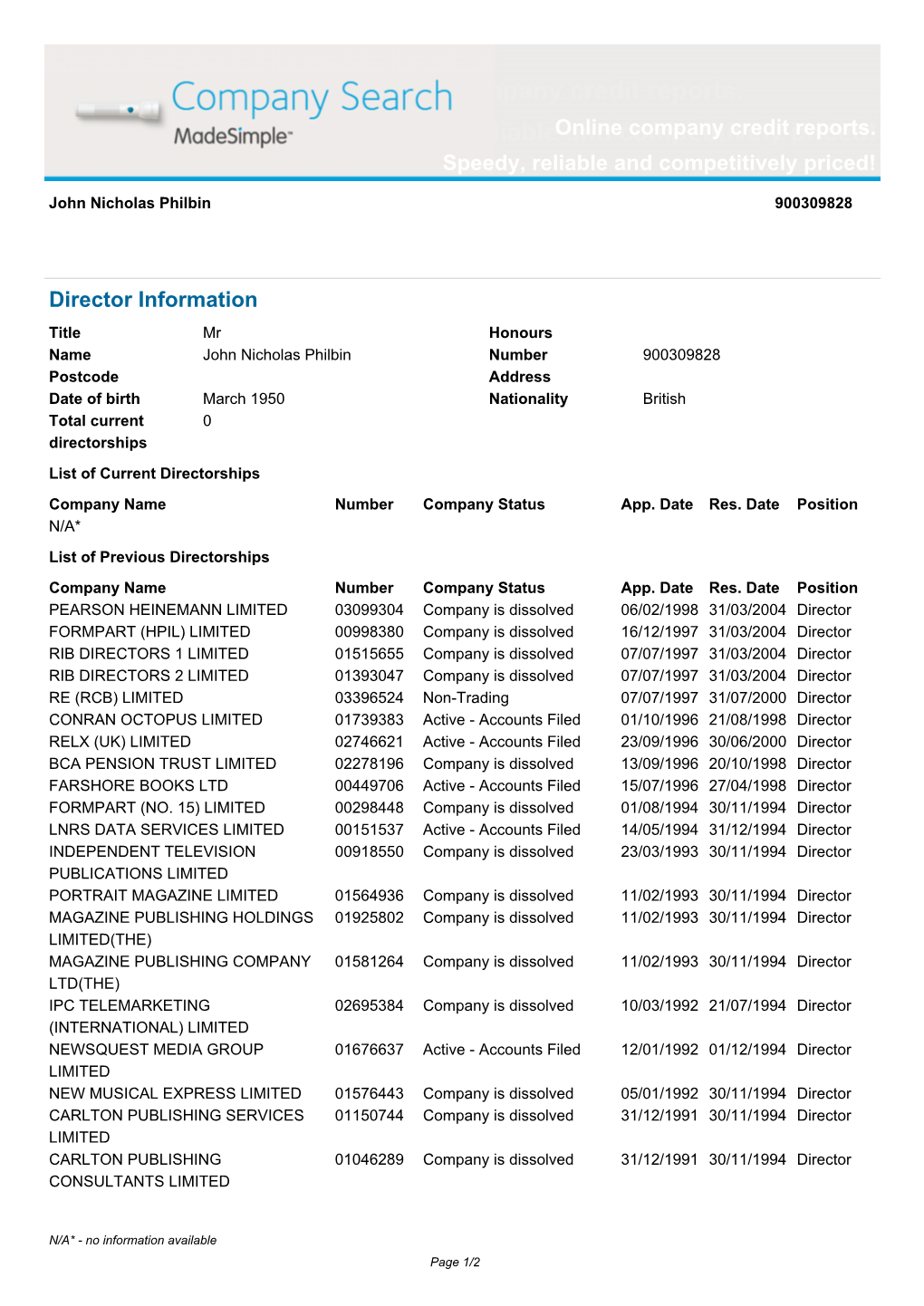 Online Company Credit Reports. Speedy, Reliable and Competitively Priced!