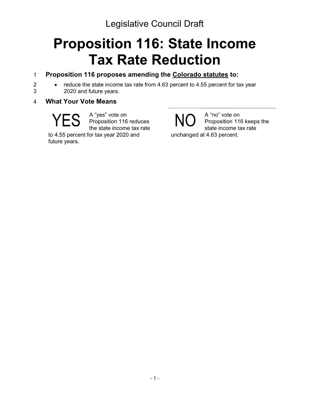 Proposition 116: State Income Tax Rate Reduction