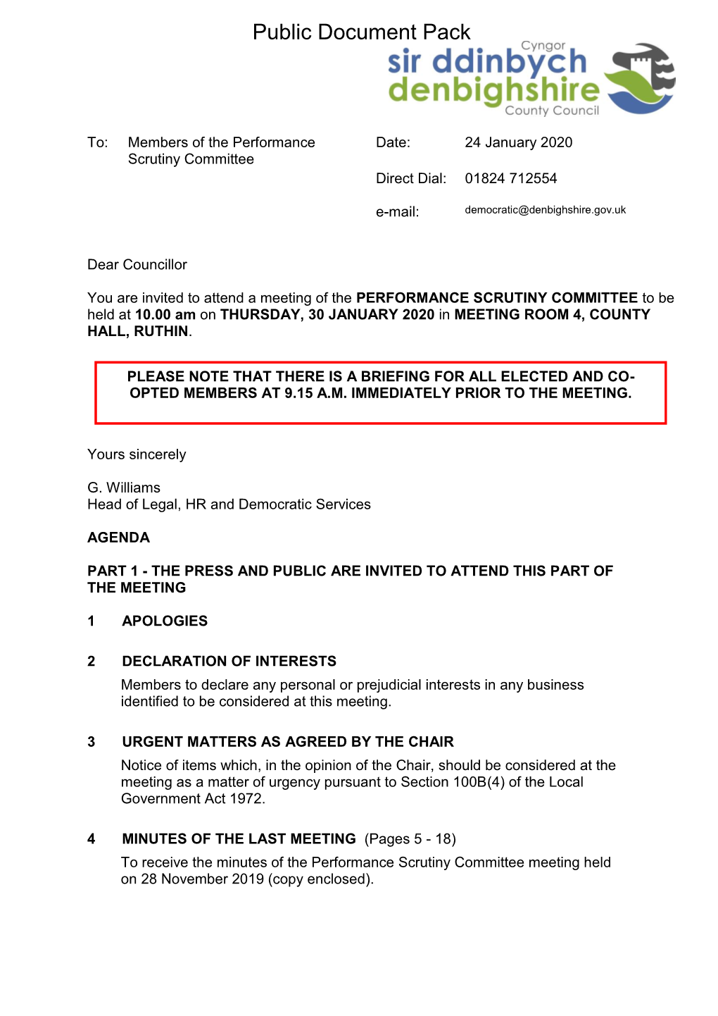 Agenda Document for Performance Scrutiny Committee, 30/01/2020 10